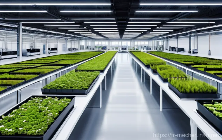 기계설계와 산업용 로봇 설계 기술 - **Prompt:** A bright, modern manufacturing workshop where human workers and collaborative robots (co...